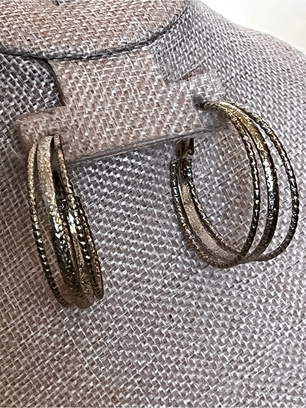 Estate Gold-Tone Triple Hoop Earrings - Women Fashion Jewelry